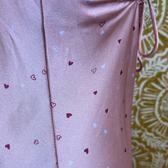 Free People Intimately Easy To Love Satin Slip Midi/Maxi Pink Hearts Dress Sz XS - Picture 8 of 12